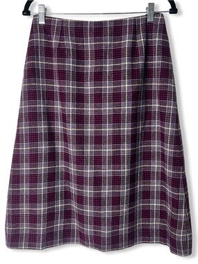 Pringle of Scotland VTG Women Glen Plaid Skirt Purple Lavender Houndstooth Sz S